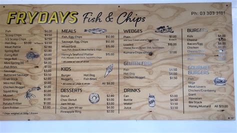 frydays fish and chips menu